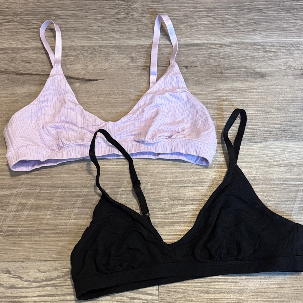 Aerie Black and Light Purple Bralette Duo